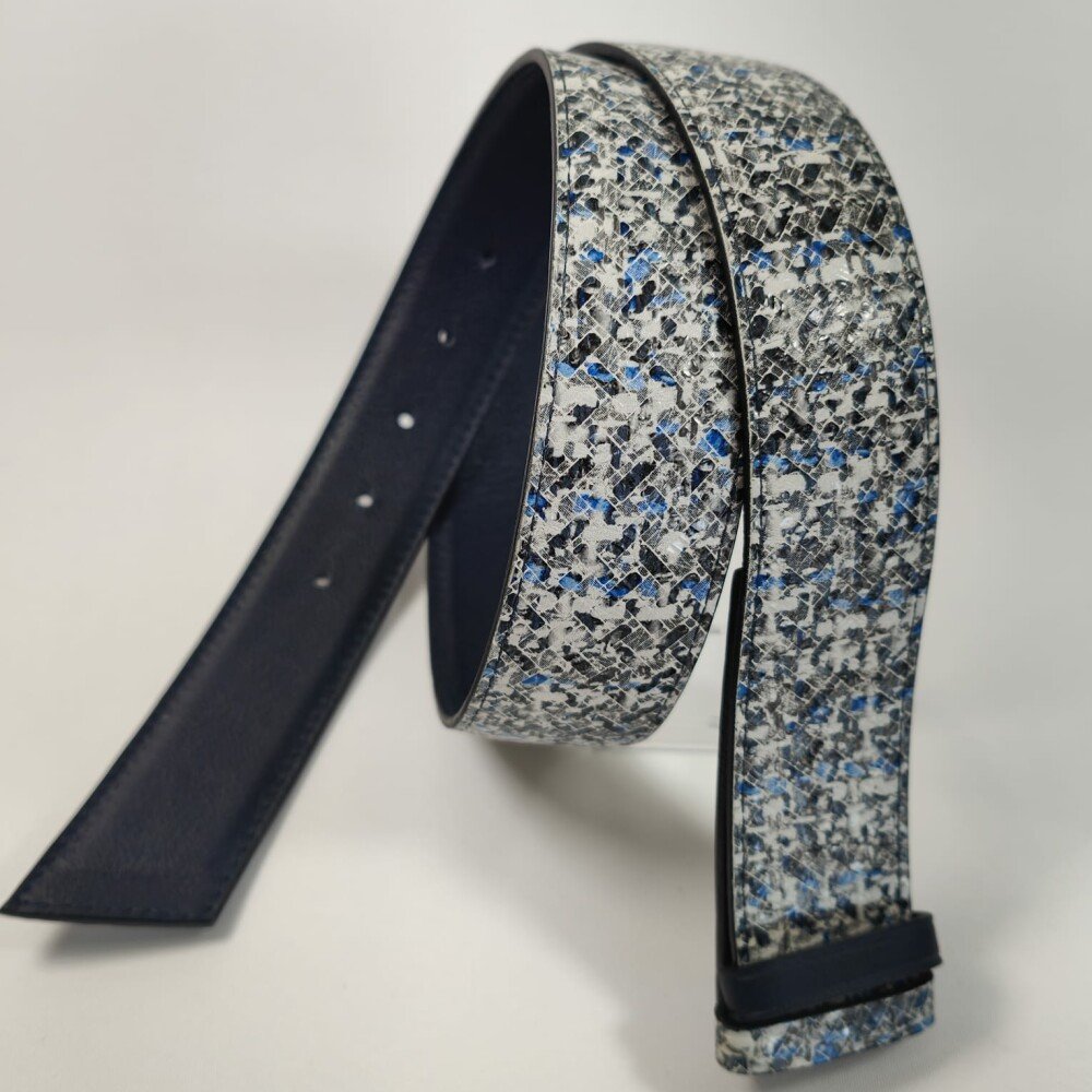 Ceinture reversible femme Motif chiné bleu / Marine
